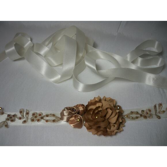 skinny rhinestone lace floral belt sash bridal wedding dress sash belt - Picture 3 of 7